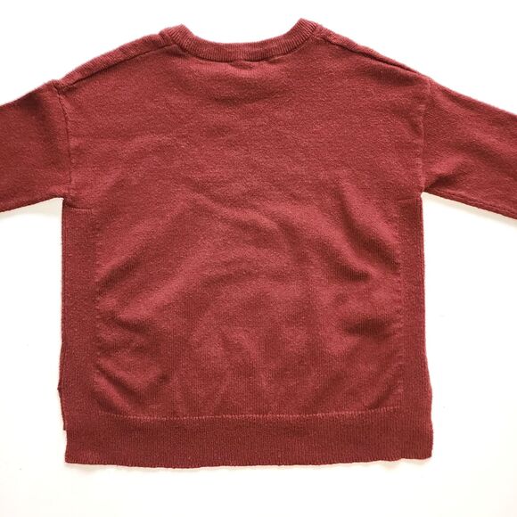 Madewell Maroon Flare Sleeve Tie Cuff Crewneck Knit Sweater Sz S - Picture 3 of 7